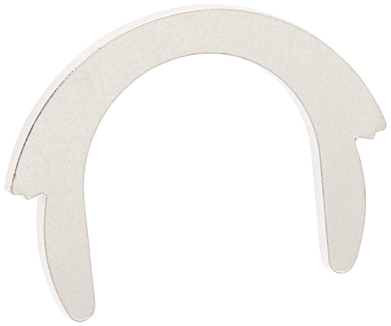 Chrome safety ring with notched ends and open center for plumbing fixture installation.