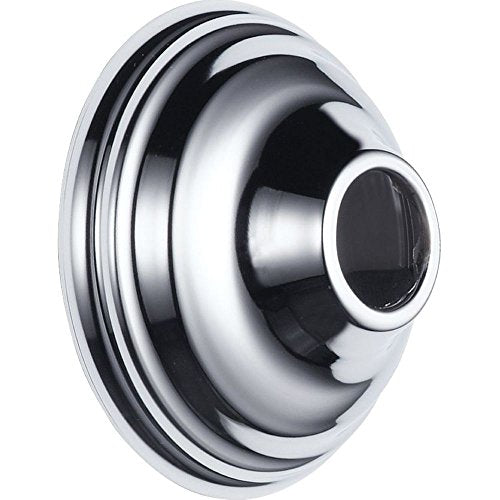 Chrome shower flange with Victorian-style concentric rings and central outlet port.
