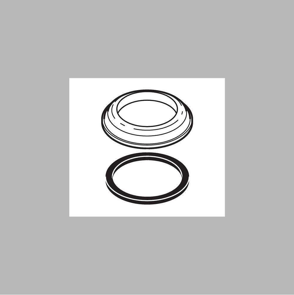 Chrome base with gasket, shown as two stacked circular components in technical line drawing.
