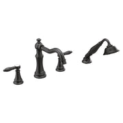 Moen Weymouth Two Handle Roman Tub Faucet Trim Kit with Handshower in Matte Black - TS21104BL