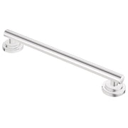 Polished chrome wall-mount grab bar with round mounting flanges at each end.