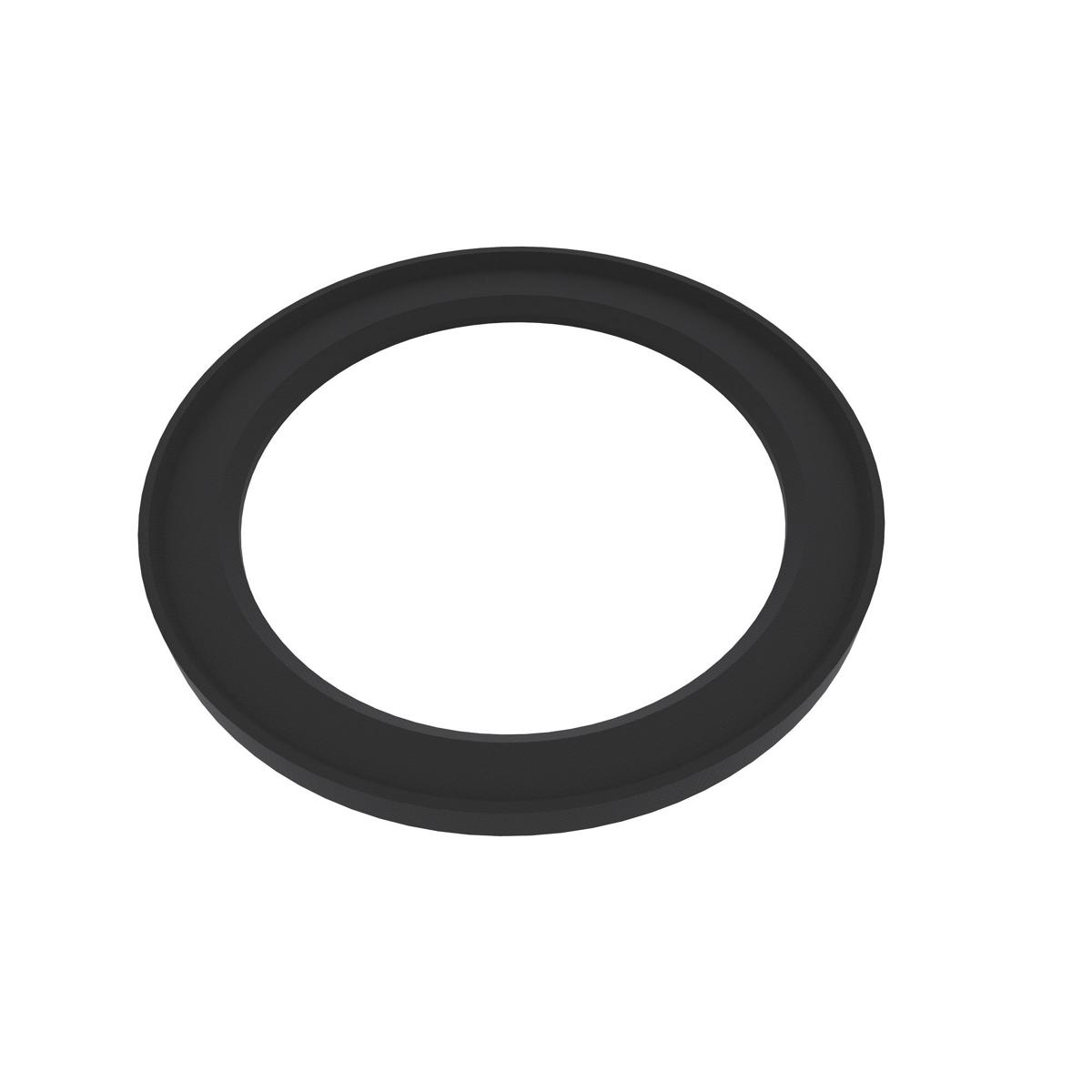 Black rubber ring packing with oval shape and smooth surface.