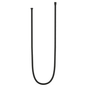 Matte black metal shower hose with textured surface and threaded connectors at both ends.