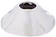White dome-shaped shower flange with central opening and curved ribbed sides.