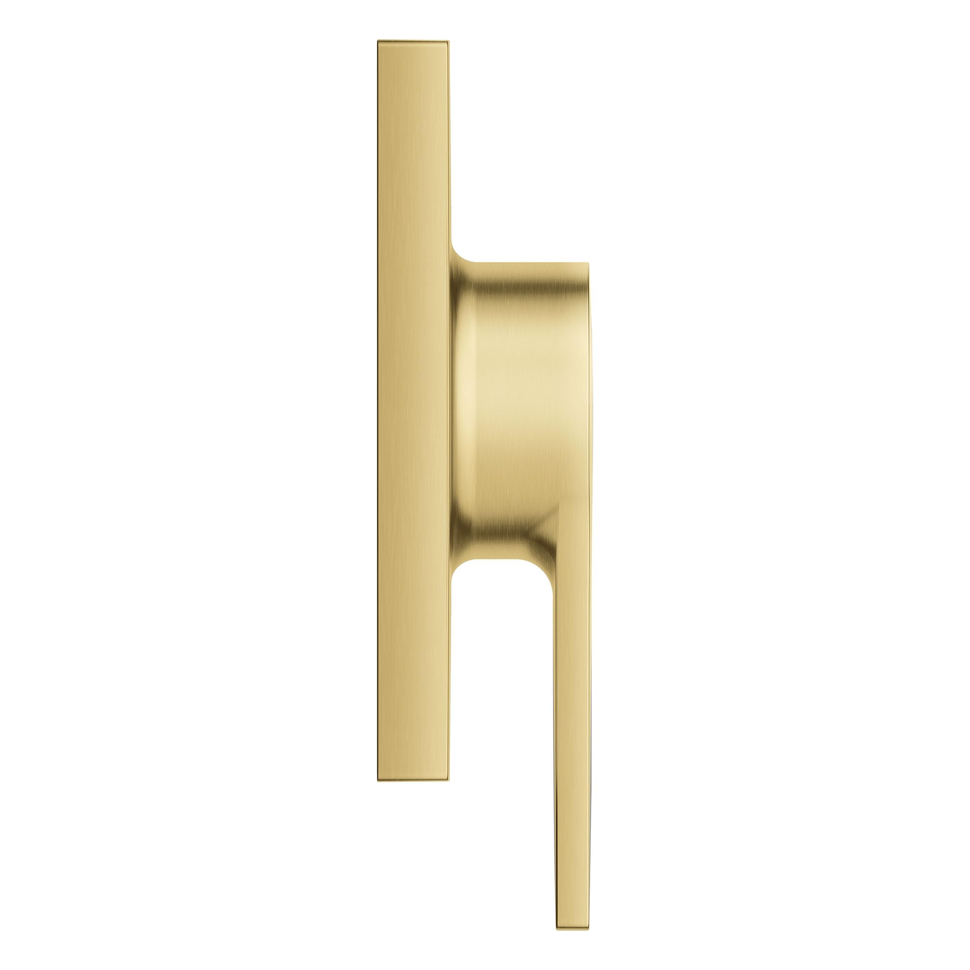 Brushed nickel lever handle with vertical rectangular design and cylindrical grip section.