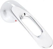 Chrome and white metal loop handle kit with mounting plate for faucet installation.