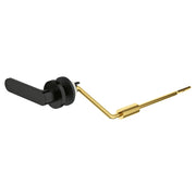 Matte black left-hand trip lever with brass-colored rod and mounting hardware for Grohe Essence faucet.