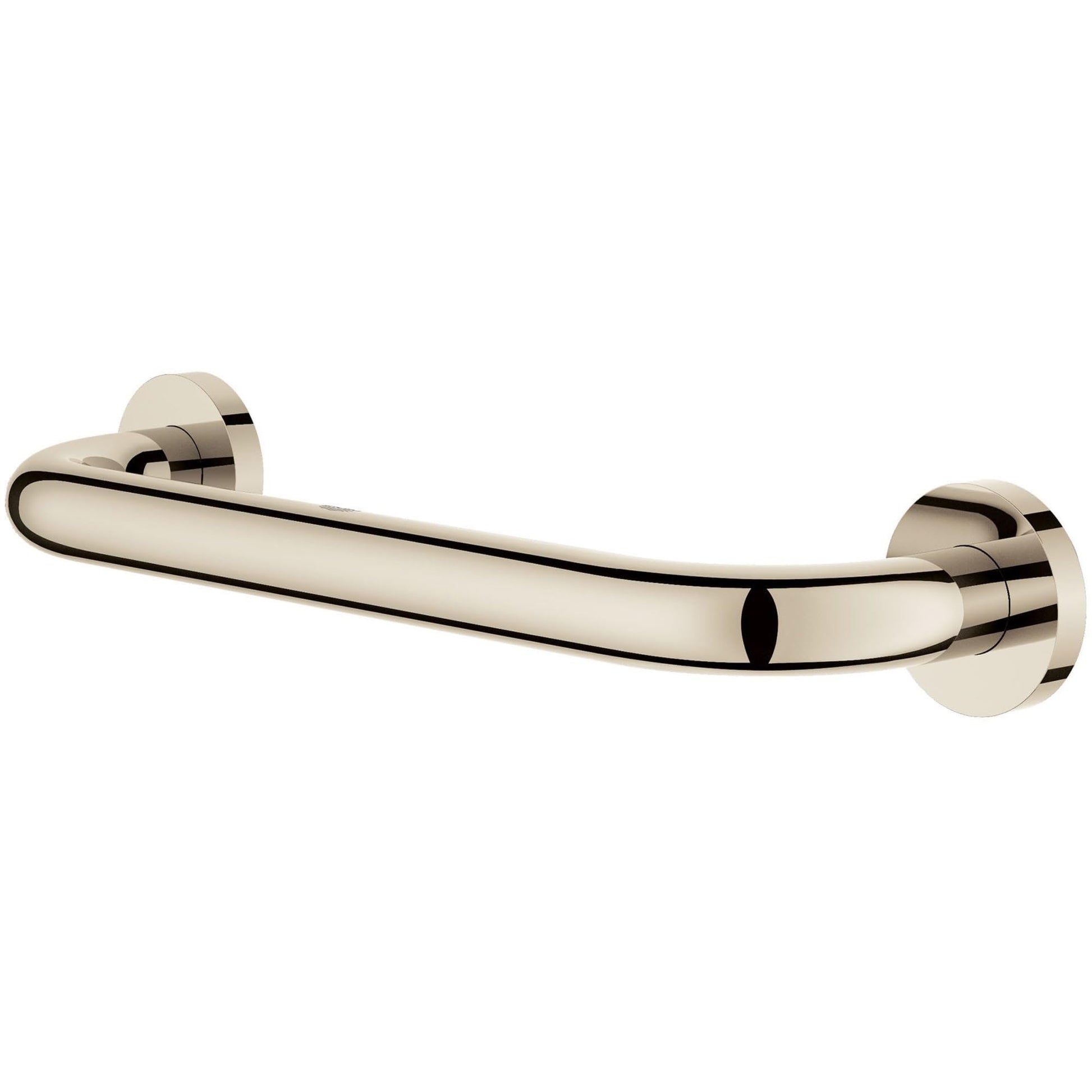 Matte black curved grab bar with rounded wall-mounted brackets on each end.