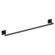 Matte black towel bar with square mounting brackets on each end.