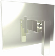 Polished nickel shower valve trim with rectangular escutcheon plates and single lever handle in geometric design.