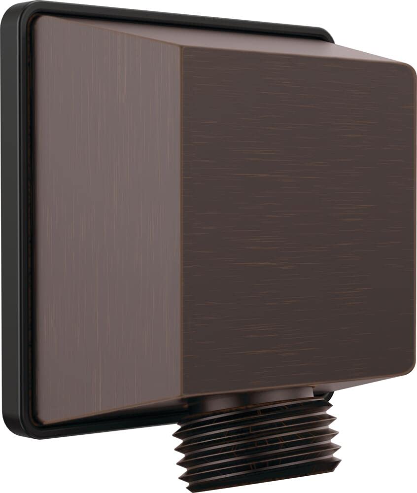 Square wall elbow with threaded connection in bronze finish for hand shower installation.