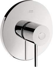 Chrome pressure balance shower valve trim with circular escutcheon plate, cylindrical handle, and AXOR branding.