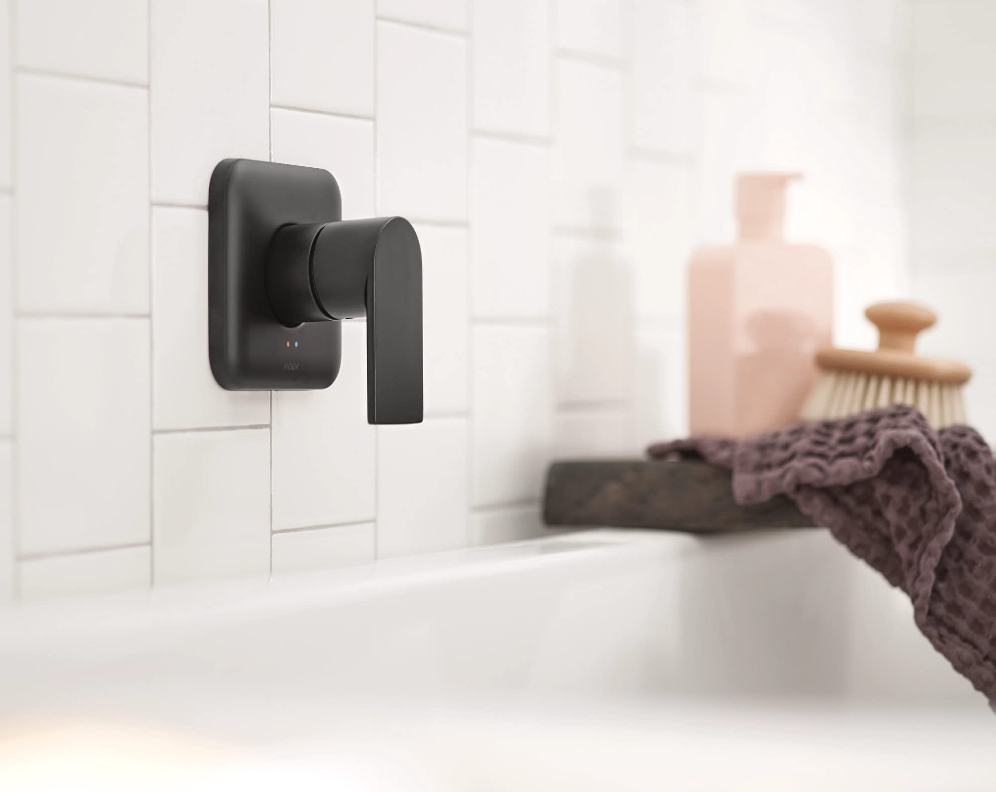 Moen Genta LX Single Handle Wall Mount Tub Filler Contemporary High Flow Tub Faucet with 10 Inch Spout Reach in Matte Black - WT901BL