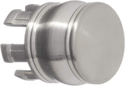 Stainless steel cylindrical end caps with mounting brackets on sides and decorative grooved rings.