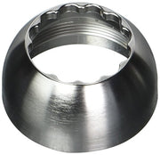 Stainless steel bonnet cap with scalloped trim ring and open center opening.