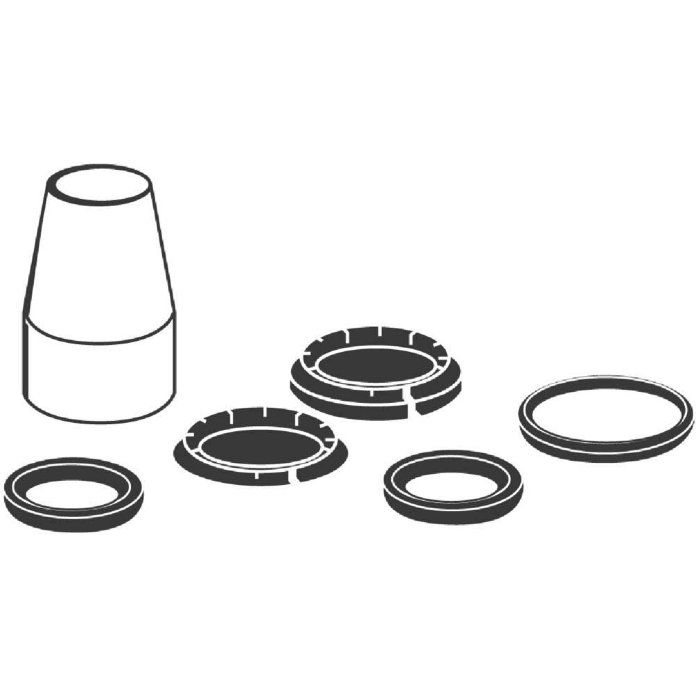 Grohe seal kit comprising a cylindrical aerator body and five rubber and metal seal rings of varying sizes.