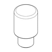 Chrome cylindrical diverter knob with rounded top and threaded stem connector.