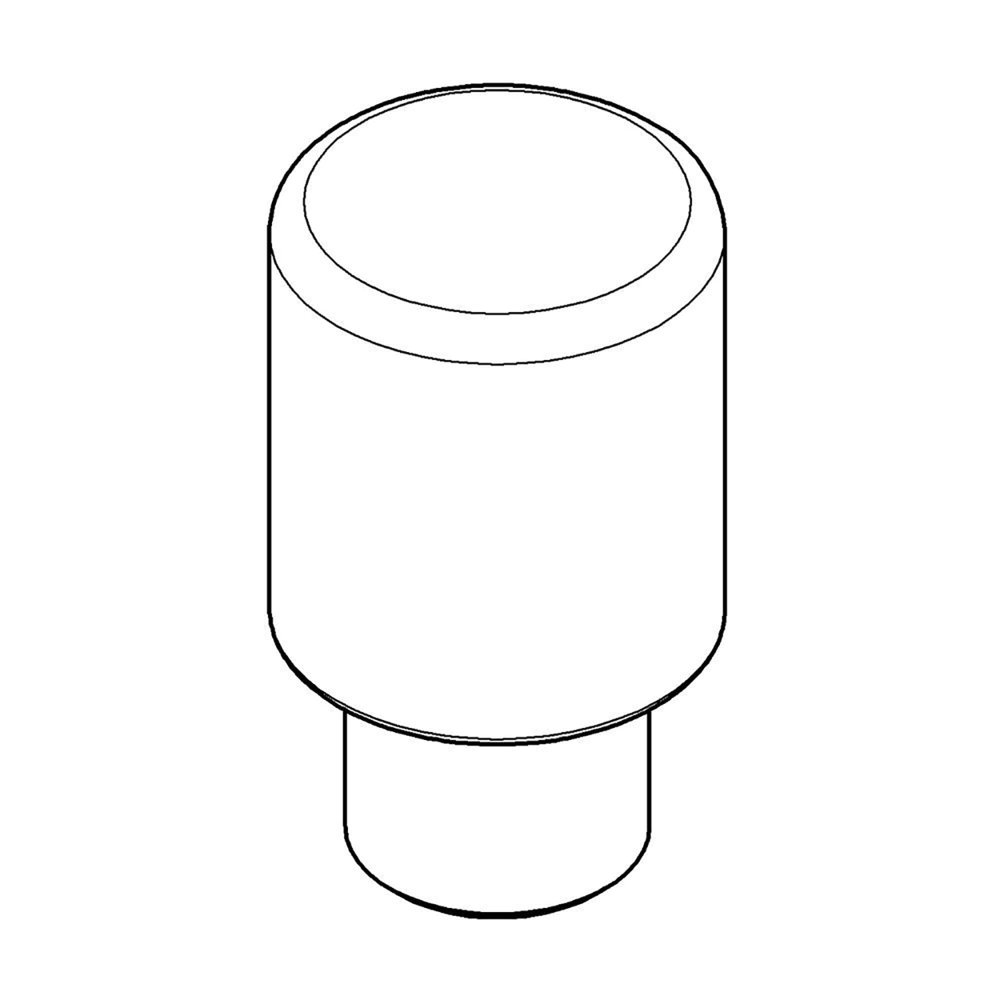 Chrome cylindrical diverter knob with rounded top and threaded stem connector.