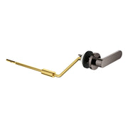 Grohe Essence right-hand trip lever in hard graphite with brass linkage rod and mounting hardware.