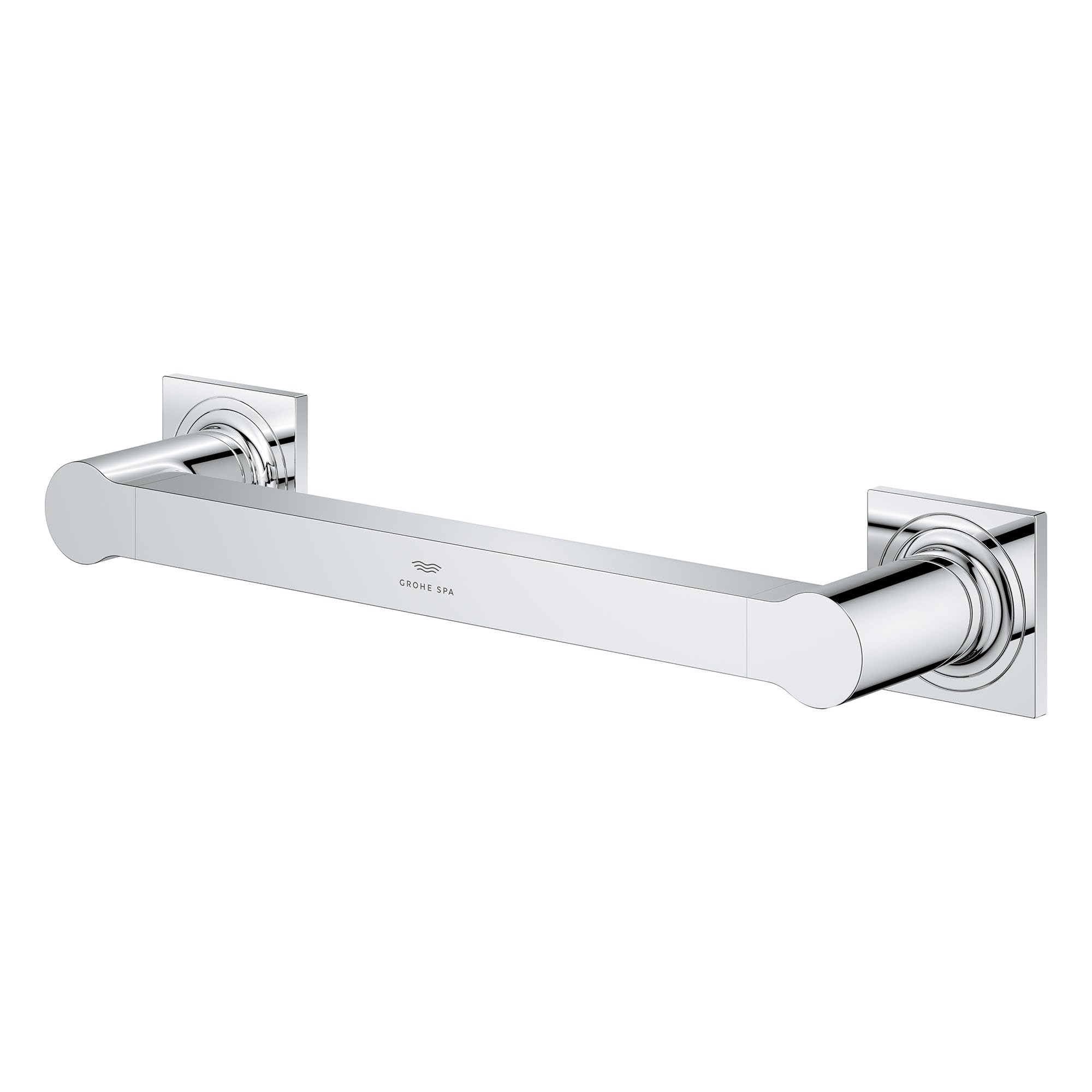 Grohe Allure 12-inch grab bar with brushed cool sunrise finish and square wall mounts.