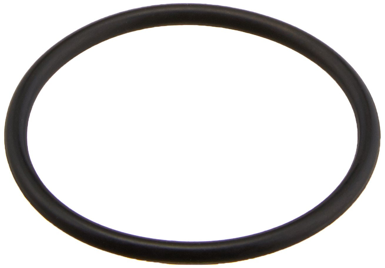 Black rubber o-ring with smooth surface and circular shape.