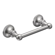 Chrome toilet paper holder with two spherical wall mounts connected by a horizontal bar.
