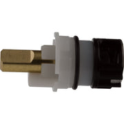 Brass stem with white and gray plastic housing, black rubber seal, and black plastic cartridge body.