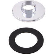 Chrome mounting kit with threaded collar and black rubber gasket ring.