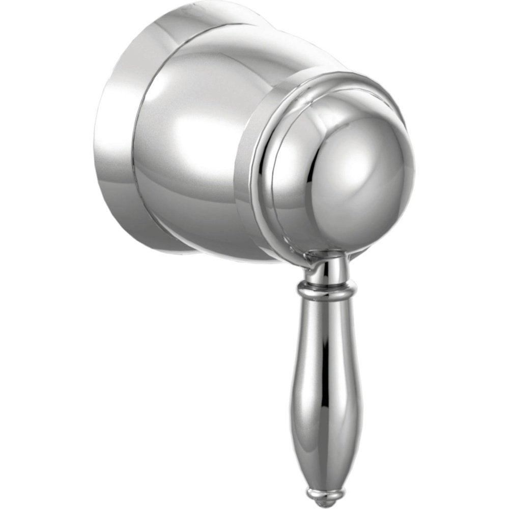 Chrome volume control trim kit with spherical knob handle and cylindrical mounting flange.