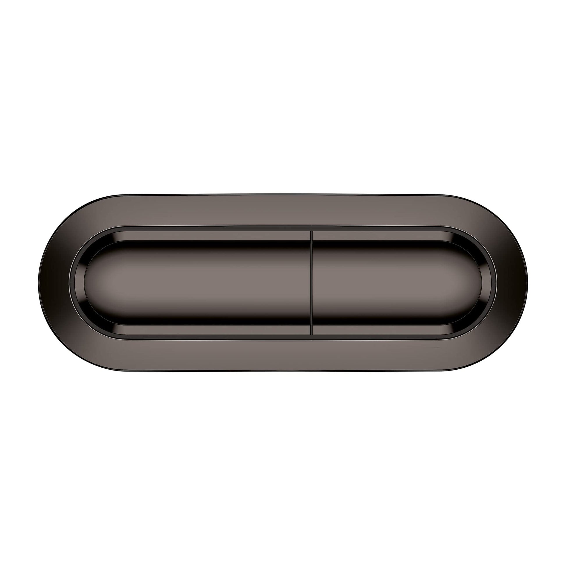 Grohe Essence dual flush actuator plate in hard graphite with two rectangular buttons.