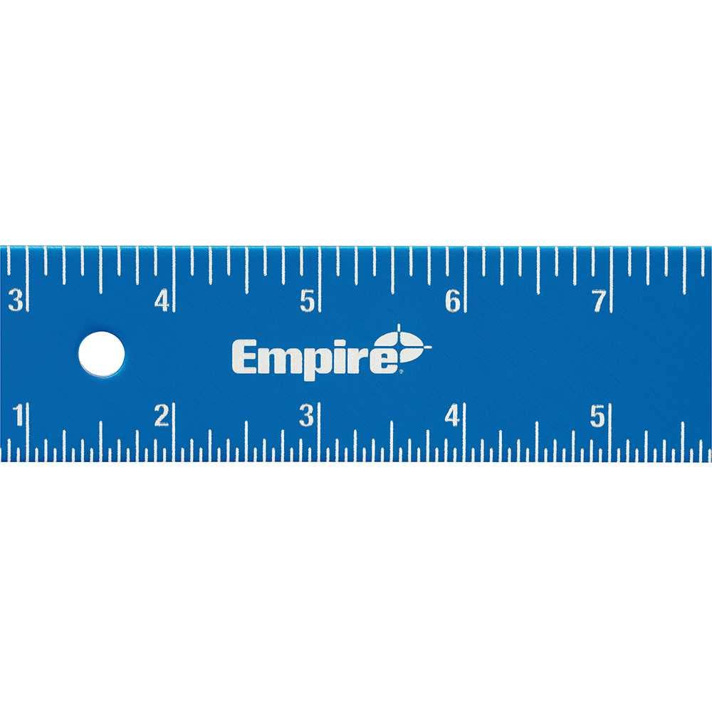 Blue framing square with white measurement markings and Empire logo.
