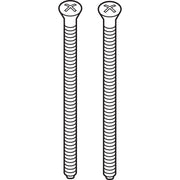 Two extra-long screws with cross-slot heads and ridged shafts in dark bronze finish.