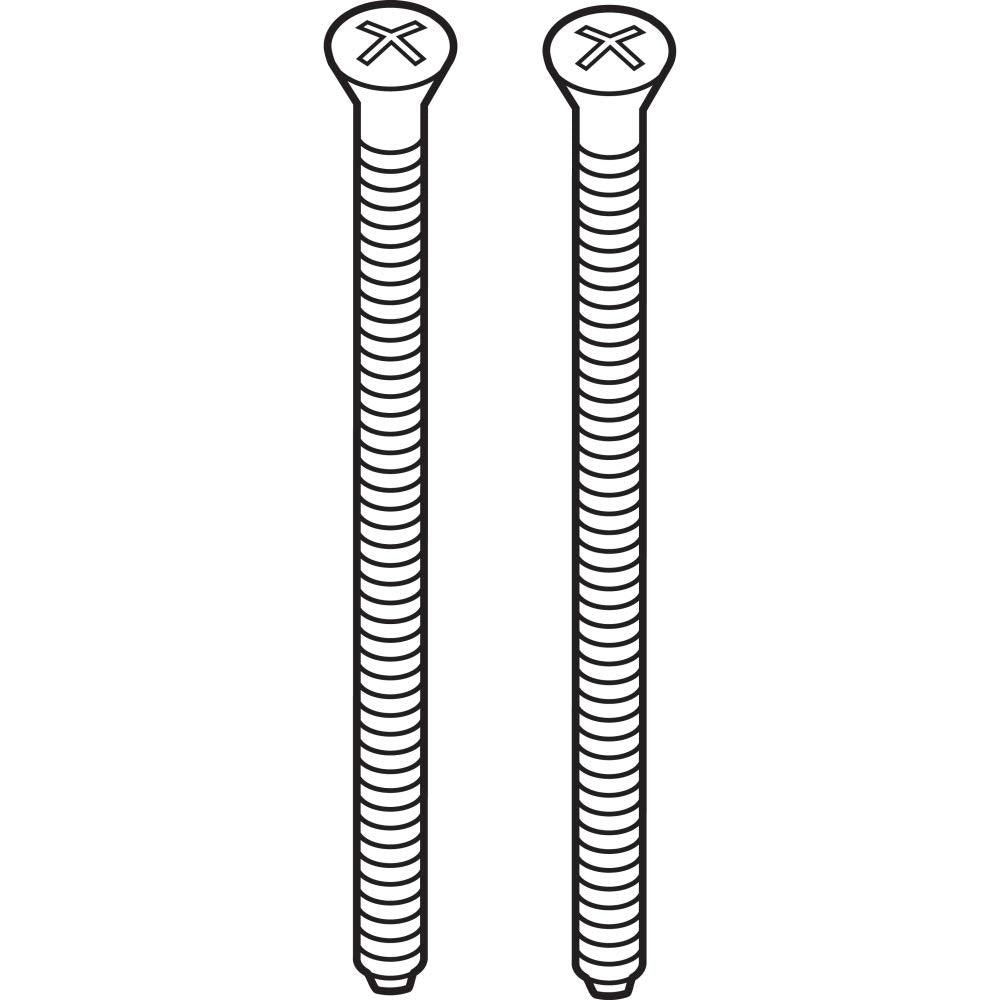Two extra-long screws with cross-slot heads and ridged shafts in dark bronze finish.
