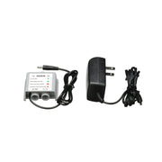 Moen AC power adapter with Y-splitter connector and wall plug unit with coiled power cord.