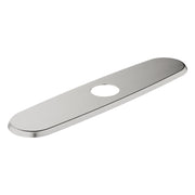 Grohe Supersteel repair part 07552DC0, elongated stainless steel deck plate with single hole cutout.