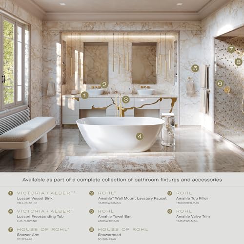 Antique gold wall-mounted shower arm with 7-inch projection and polished finish.
