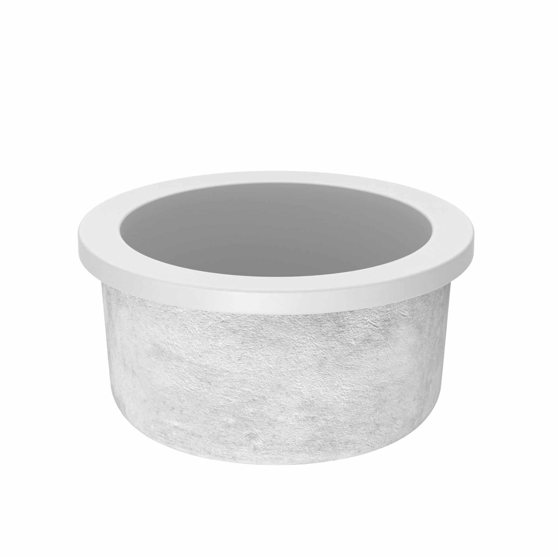 Slate-colored cylindrical bar sink with white rim and gray interior basin.