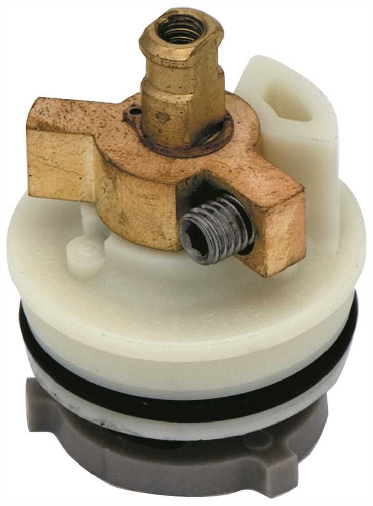 Delta RP1991 stem unit with brass body, white polyethylene seats, and metal screw assembly on cartridge base.