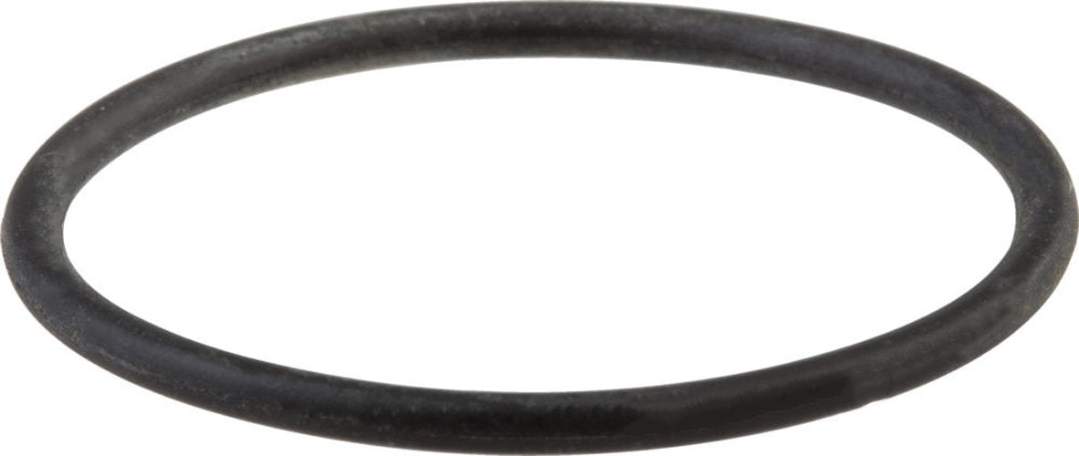 Black rubber o-ring with smooth surface and circular shape.