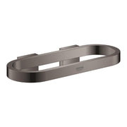 Hard graphite oval towel ring with wall-mounted brackets and GROHE branding.