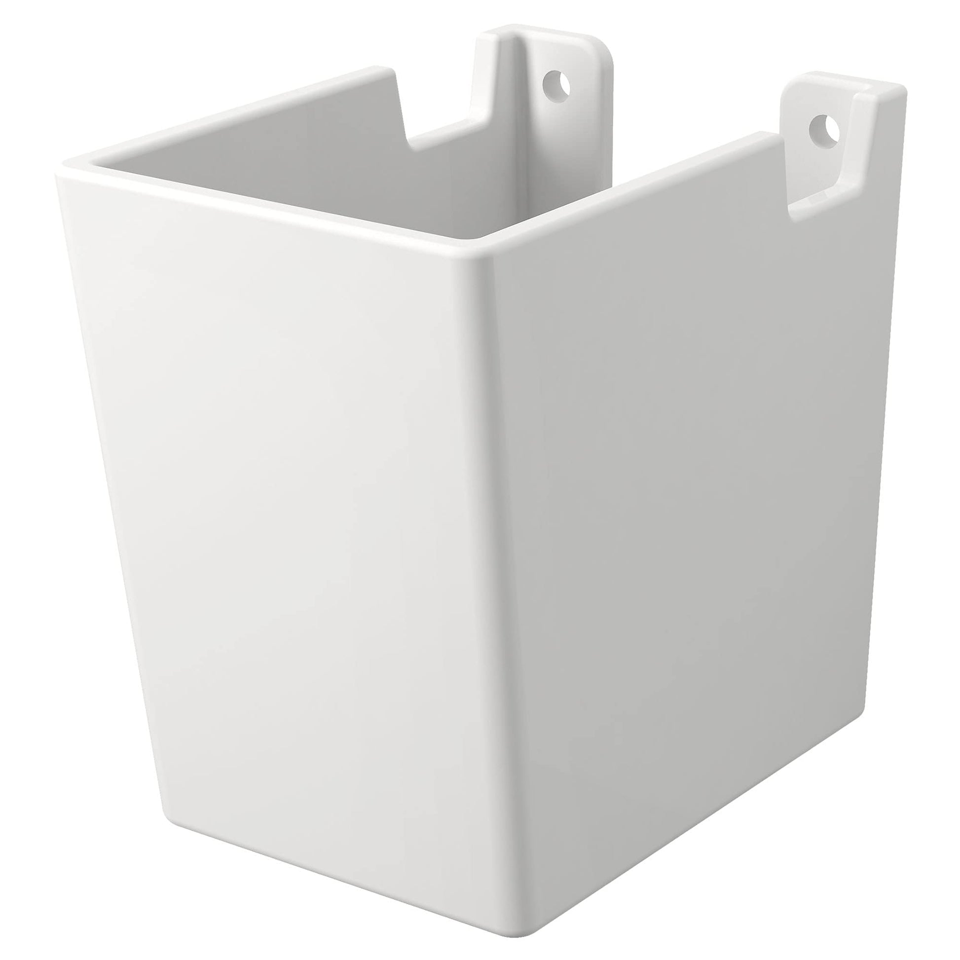 White rectangular wall mount shroud with two mounting brackets and circular fastener holes.