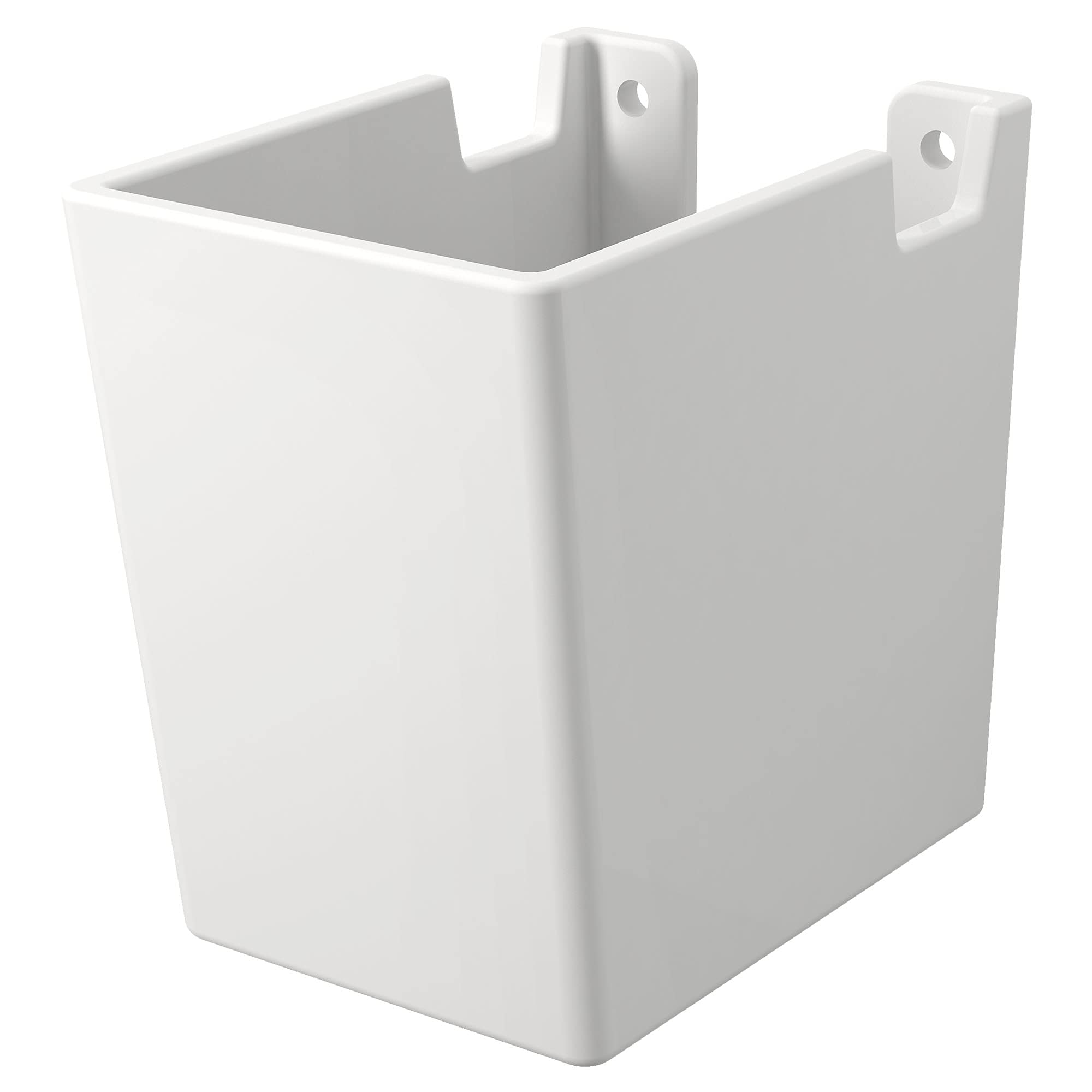 White rectangular wall mount shroud with two mounting brackets and circular fastener holes.