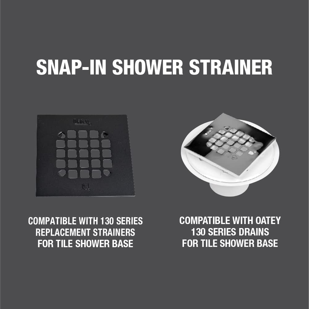 Oatey 4-1/4 in. Square Snap-Tite Shower Strainer for Tiled Showers in Matte Black - 42423
