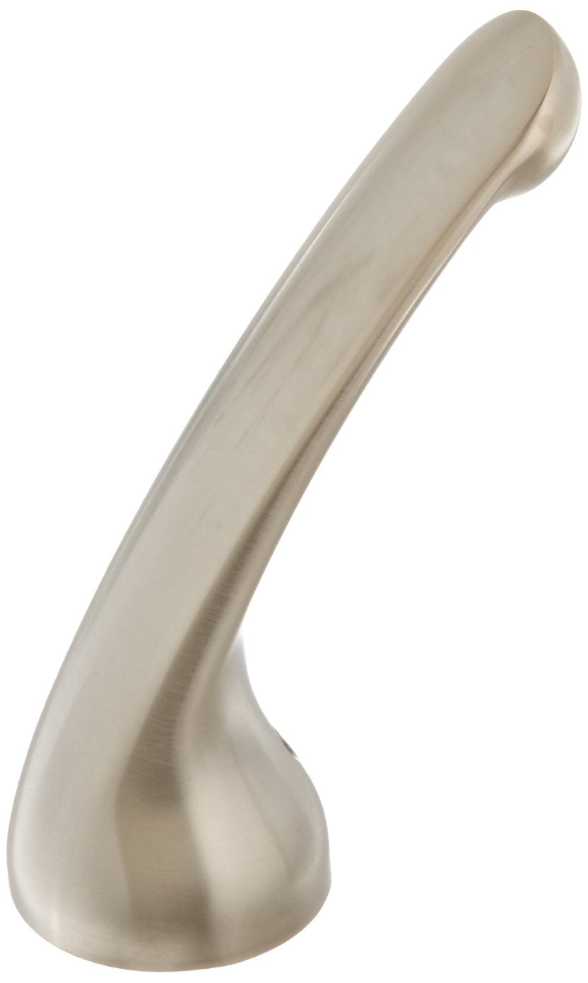 Stainless steel metal lever handle with curved design and rounded base mount.