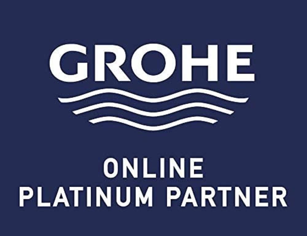 Grohe brand logo and "Online Platinum Partner" text on dark blue background.
