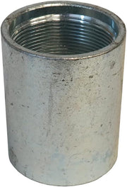 Bronze coupling with 1-1/4 inch threaded interior, cylindrical body with textured surface finish.