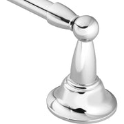 Chrome wall-mount towel bar with spherical end cap and circular mounting base.