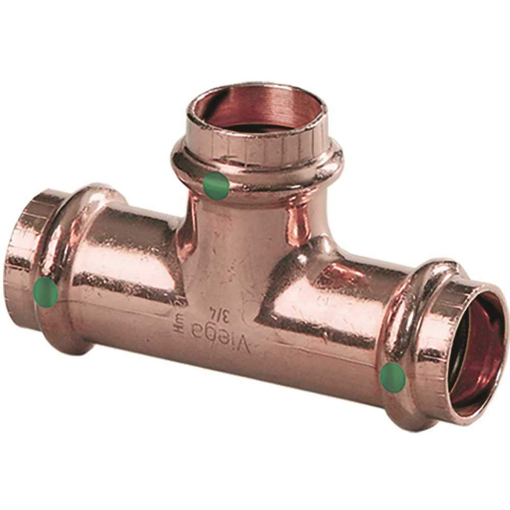 Viega 1/2" x 1/2" x 3/4" Press Tee in Copper - 77382