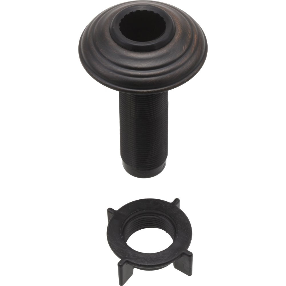 Venetian bronze spray support assembly with threaded stem and decorative collar, shown with mounting nut.