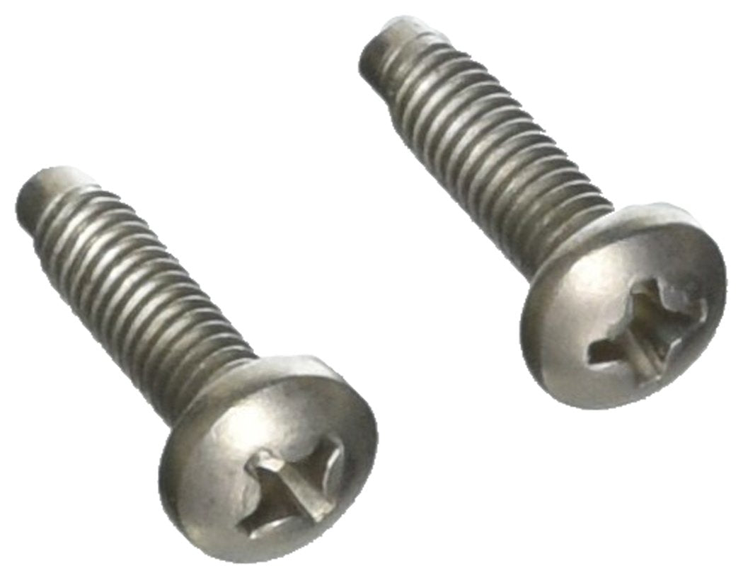 Two stainless steel machine screws with Phillips head and threaded shafts.